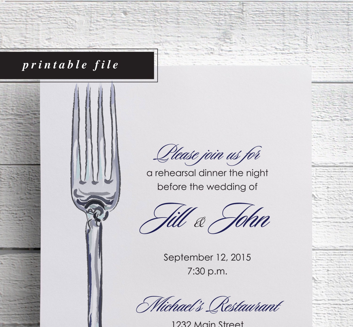 Printable Wedding Rehearsal Dinner Invitation by EdenWeddingStudio