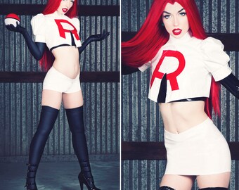 Team Rocket Jessie PVC Costume w/ Skirt + Shiny Blk Tank from Artifice (XS-XL)
