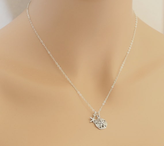 Starfish Sand Dollar Necklace Sterling Silver Wedding