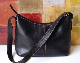 Excellent FOSSIL Handbag Black Leather Shoulder Hobo Bag