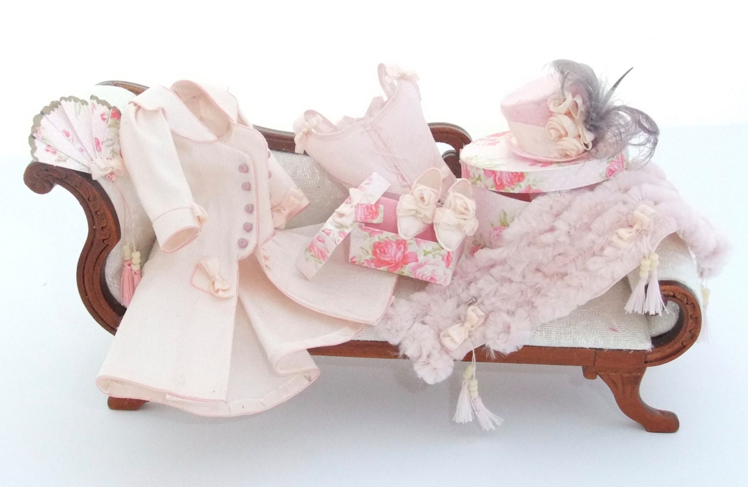 Miniature 1/12 th Scale Dollhouse Ladies Silk Ensemble