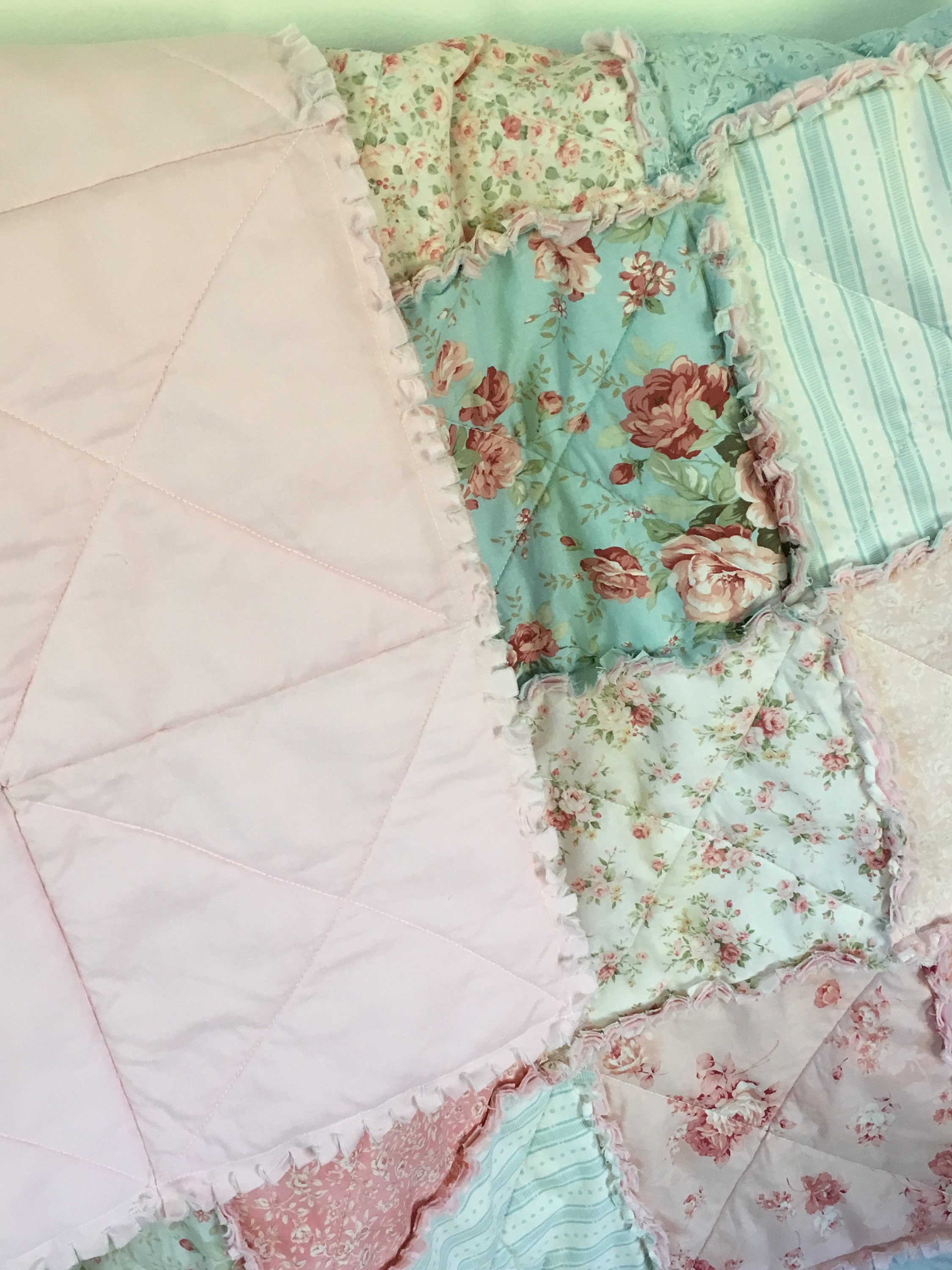 Crib Quilt Rag Quilt Baby Girl Crib Bedding Shabby Chic