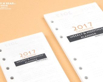 2017 calendar / Add-on for personal organizer / planner, Dated monthly weekly planner ( A6 / A7 )