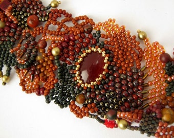 Brown beaded bracelet Beaded jewelry Brown jewelry Freeform jewelry Rustic bracelet Gift for women Brown bracelet Seed bead bracelet