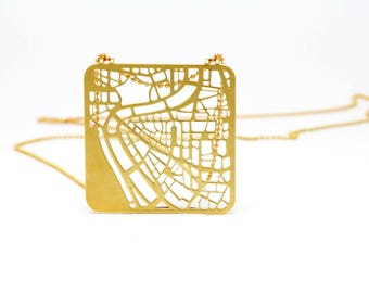 Rome Map Necklace Gold or Silver - Minimalist Geometric Map Necklace, Rome Necklace, Graphic Geometric Jewelry, Holiday Gift for her