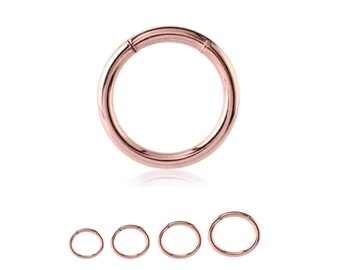 Rose Gold Plated 316L Surgical Steel Seamless Continuous Segment Nose Ring Septum Helix Daith Hoop Choose Size 1/4" 9/32" 5/16" 3/8" 16G