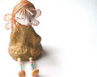 Primitive Paper Mache Folk Art Angel - Paper Mache Art Sculpture - Handmade Original OOAK Papier Mache Sculpture - Home decor