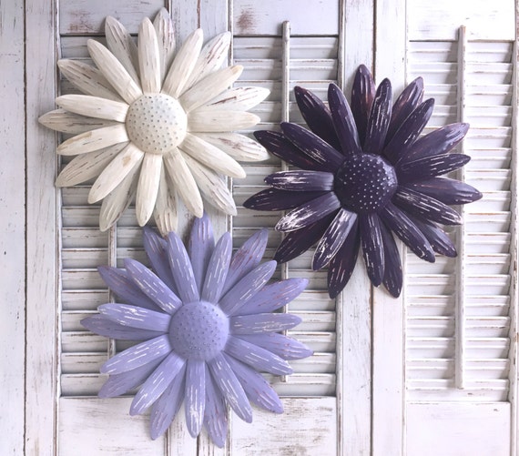 Metal Flower Wall Art Purple Lavender White Metal Yard