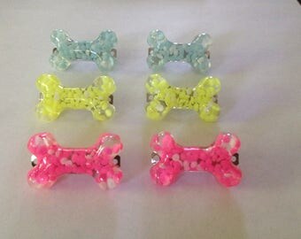 Colorful Confetti Dog Bone Barrettes