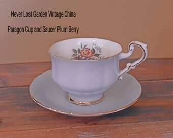 Tea Cup and Saucer Paragon Plum Berry Vintage