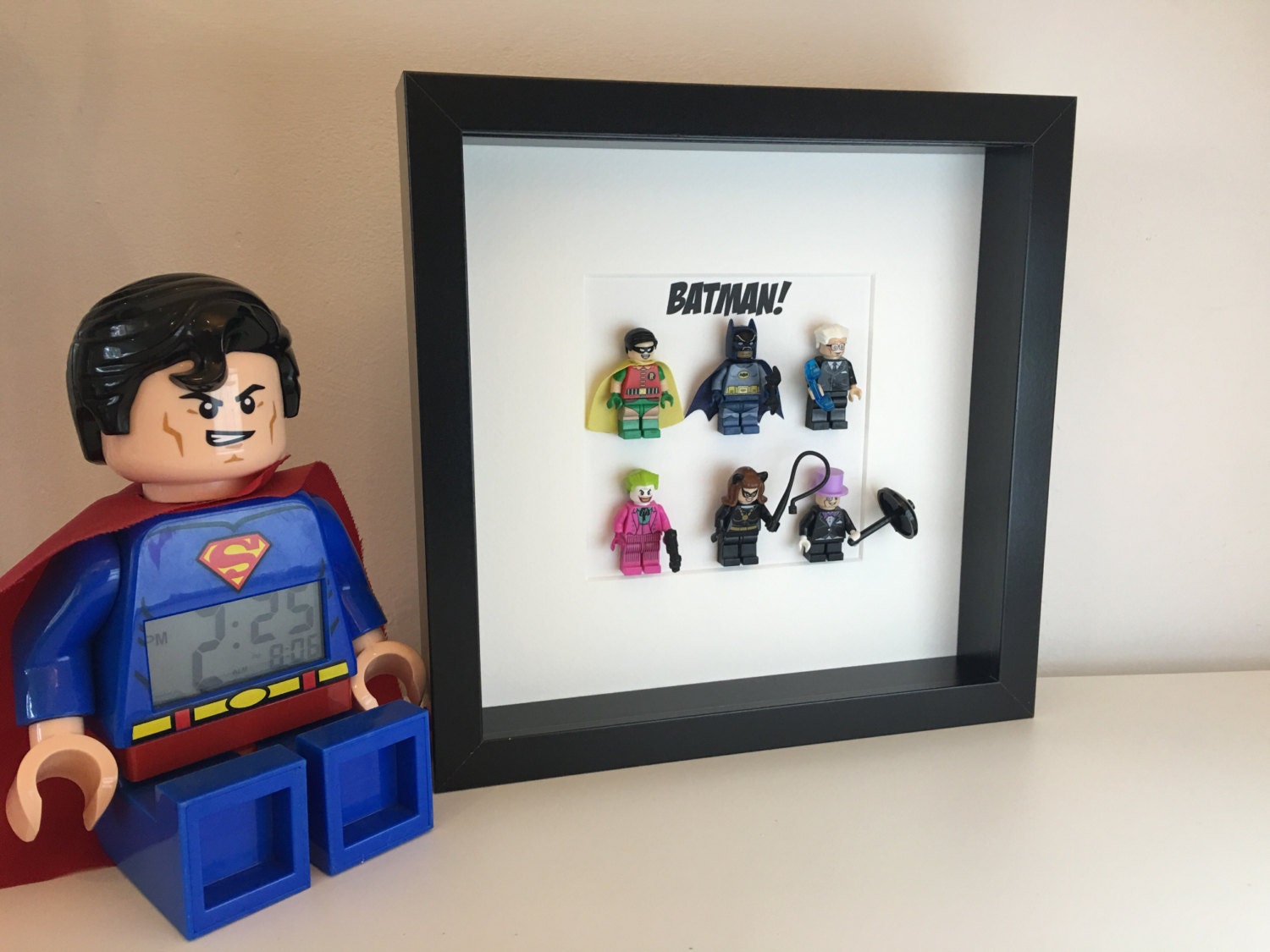 Retro Batman Lego Mini figure frame. Batman Robin Albert