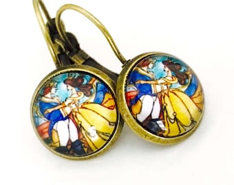 Beauty and the beast earrings, princess Belle earrings, beauty and the beast jewelry, choose size