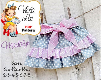 Madalyn PDF Toddler Skirt Pattern. Girls Skirt Patterns. pdf Sewing Patterns, Baby Skirt Pattern. Ruffle Skirt Patterns, Baby Sewing Pattern