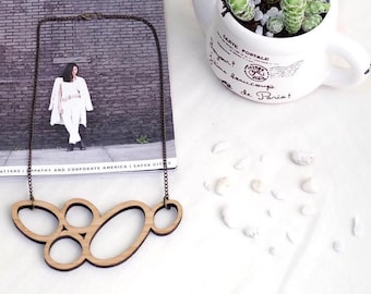 Wooden necklace - laser cut necklace - wooden pendant - wooden jewelry