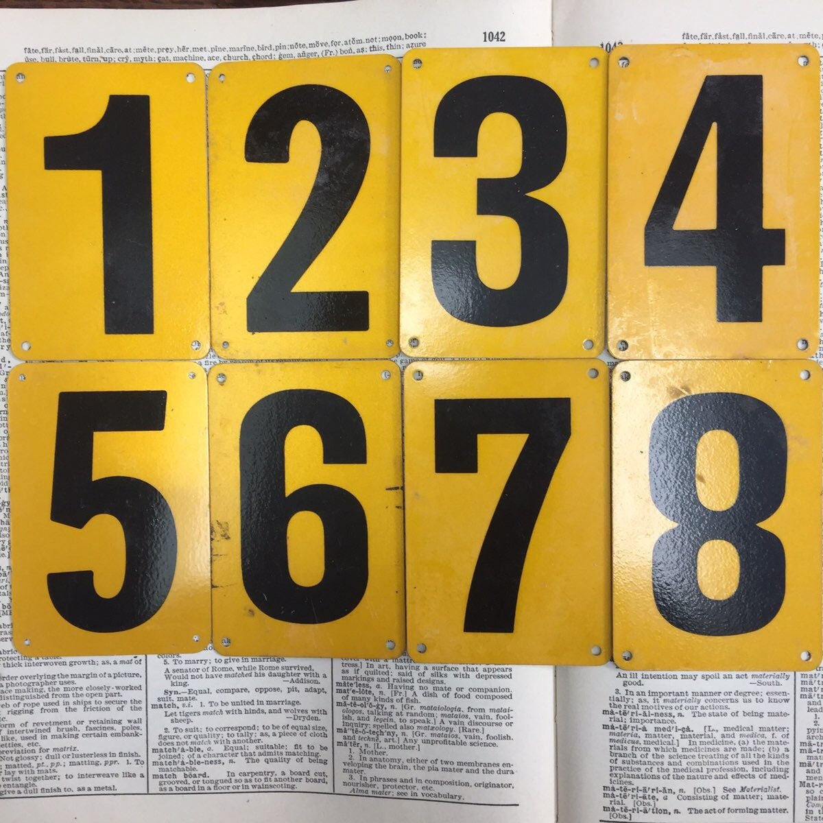 Yellow aluminum School bus number plates - 1 through 9 available ...