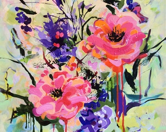 Abstract painting, contemporary painting, original painting, rose, flower painting, floral painting, 16 x 20, canvas painting, wall decor