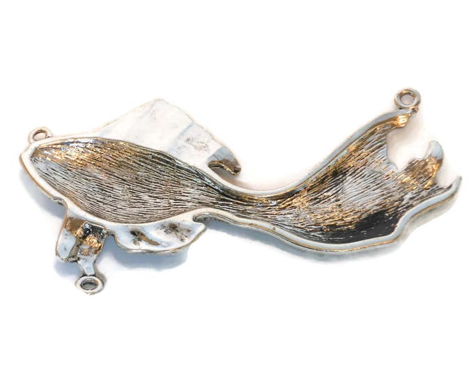 Large fish pendant, Focal, Blue Moon Beads®, antiqued silver-finished "pewter" (zinc-based alloy), 68x38mm fish with 3 loops