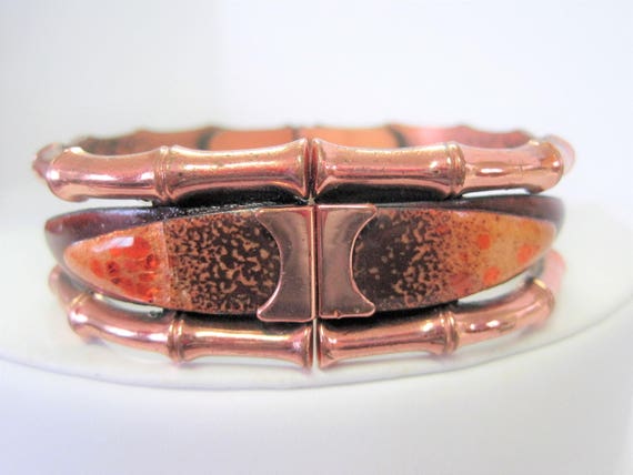 Matisse Renoir Hinged Bangle - Copper Mid Century - Brown Enamel
