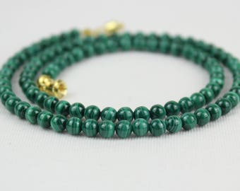 Malachite Necklace 4mm Green Malachite Natural Stone Necklace Malakite VARIOUS LENGTHS MapenziGems