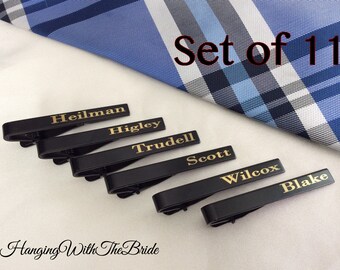 Set of 11 Skinny Tie Clip, Skinny Tie Bar, Tie Clips Men, Tie Clip Personalized, Tie Clip Silver, Tie Bar Personalized, Tie Bar Clip