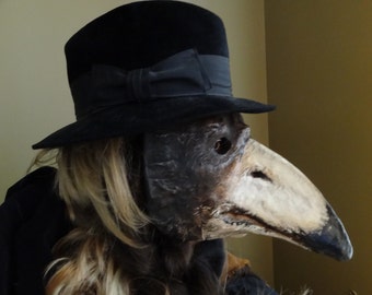 Plague Doctor Mask Paper mache bird mask crow magpies raven bird costume Masquerade men