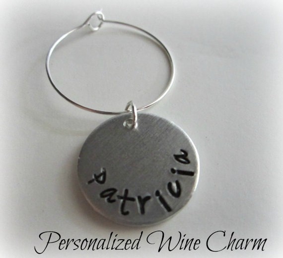 Personalized Wine Charms Custom Hand Stamped Wine Charms