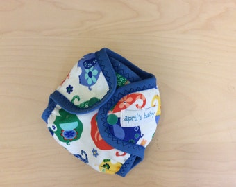 Newborn waterproof cloth diaper cover - fits 6-12 lbs, elephant toss