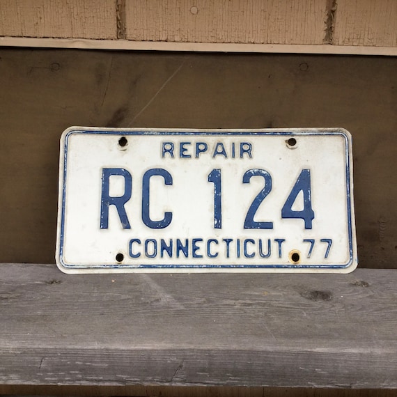 CT Repair License Plate Vintage Connecticut RC 124 Tag
