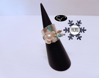 15% de rabais-Bague fleur bleu, gris, clair