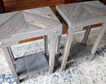 Pair of Nightstands, End Table Pair, Wood Side Table, Wood End Table, Small Table, Reclaimed Wood, Pallet Table, Pallet Nightstand