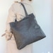 Unique Women Gray Leather Tote Bag with outside pocket