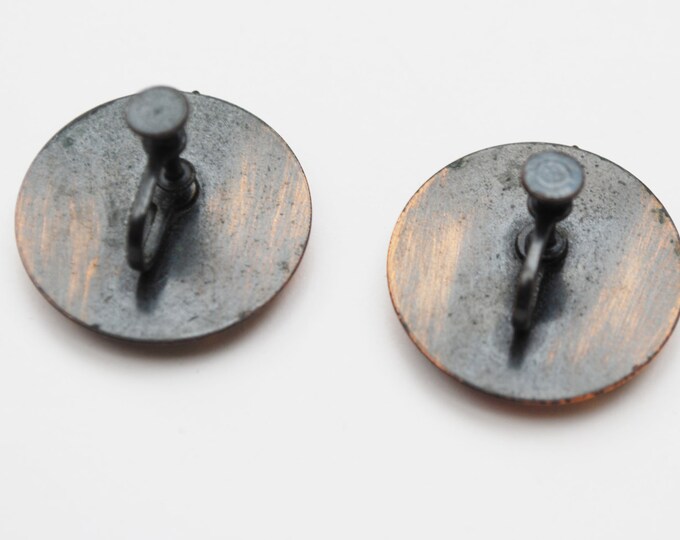 Buddha Copper earring - Screw Back earrings - Mid Century mod