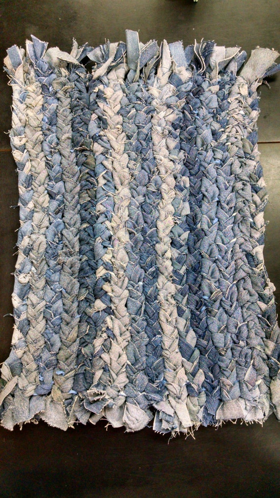 Handmade Recycled Denim Woven Rug