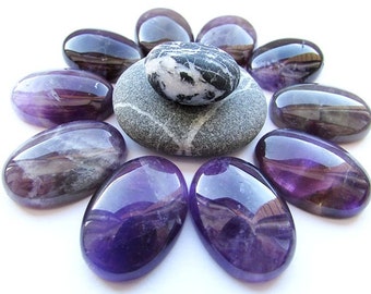 Natural Amethyst Cabochon 25 x 18 mm Purple Amethyst Cabochon Oval Shape Gemstone Cabochon Flat back Jewelry Supplies (1)