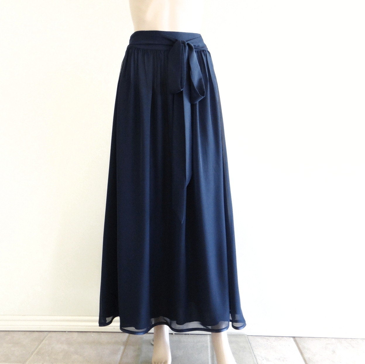 Navy Blue Maxi Skirt. Navy Blue Long Skirt. Floor Length