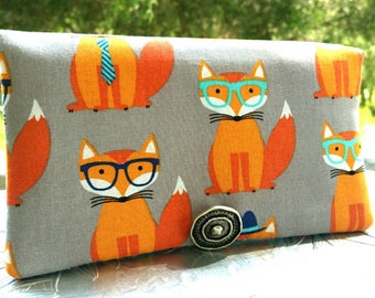 Women's Wallet, Gray Foxy Wallet, Wallet Clutch