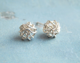 Silver Stud Earrings - Sterling Silver Love Knot Stud Earrings - Silver Earrings - Minimalist Earrings, Birthday Gifts -