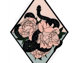 10" Large Iron On Patch by Moon Goddess Market Celestial Snake patch | Flowers | Patches | Snake | Floral | Constellations