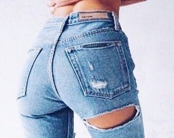 Cheeky Distressed jeans /Sexy grunge jeans/mom jeans/kylie Jenner/plus size/S-XXL/All Brands/levis lee wrangler/boyfriend jeans
