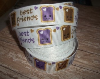 Best Friends - Peanut Butter and Jelly Grosgrain Ribbon