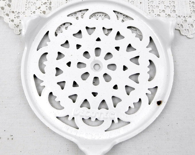 Small Vintage French Cast Iron White Enamelware Decotec Trivet, Hot Plate, Heat Mat, Cottage Kitchenware, French Country Decor, Kitchenware Small Vintage French Cast Iron White Enamelware Decotec Trivet, Hot Plate, Heat Mat, Cottage Kitchenware, French Country Decor, Kitchenware
