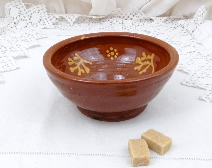 Antique French Provencal Mediterranean Farmhouse Ceramic Terracotta Pottery Slip Ware Glaze Bowl, French Country Decor, Rustic, Vintage
