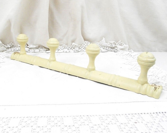 Antique French Traditional Wooden Off White Faux Bamboo Hat Rack, Coat Rack / Hook, Cottage Decor, French Country Decor, Retro, Rustic