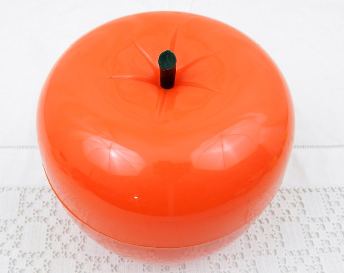 Small Vintage Mid Century Apple Shaped Red Ice Bucket, Retro French Ice Cube Holder, 1960s Design Classic, Bar Bistro Barware Orange Decor
