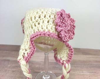 Crochet baby hat, earflap bunny hat, baby hat,baby girl hat, crochet bunny hat, easter hat