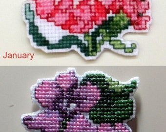 Cross Stitch Monthly Flowers Charts #1