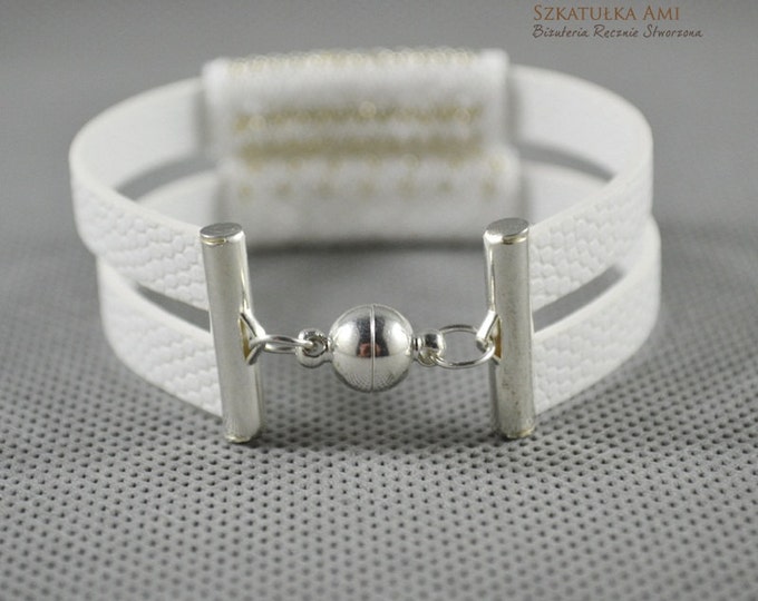 White silver Double snake bracelet strap Braided for women beads bracelets women bracelet leather bracelet gift for her male model leather