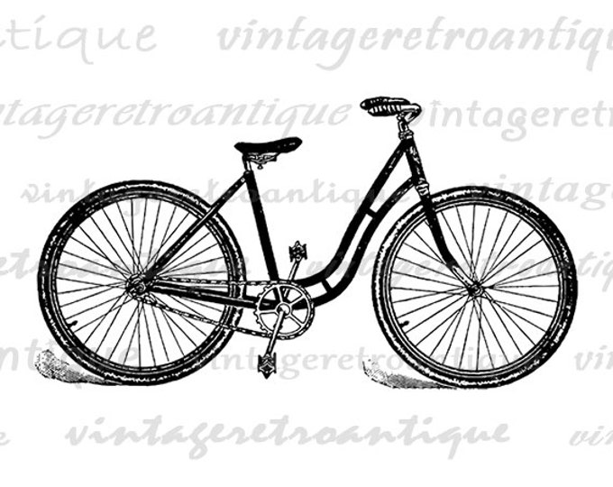 Digital Graphic Antique Bicycle Download Bike Clip Art Printable Image Vintage Clip Art Jpg Png Eps HQ 300dpi No.1519