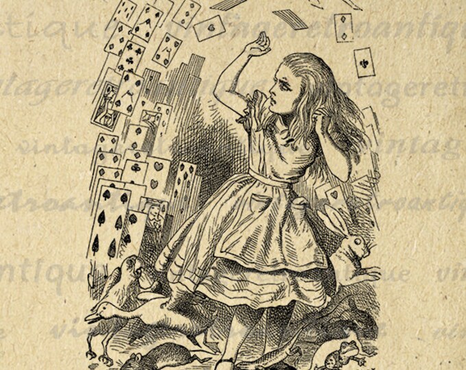 Digital Image Alice and the Playing Cards Graphic Alice in Wonderland Download Printable Antique Clip Art Jpg Png Eps HQ 300dpi No.051