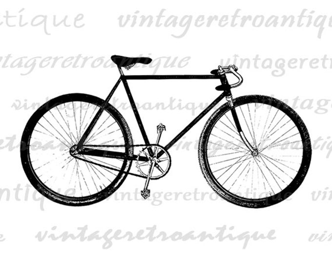 Digital Printable Antique Bike Graphic Vintage Bicycle Illustration Download Image Clip Art Jpg Png Eps HQ 300dpi No.1443